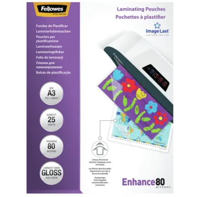 Fellowes Fundas De Plastificar 80 Micras A3 Brillo Pack 25 Unidades
