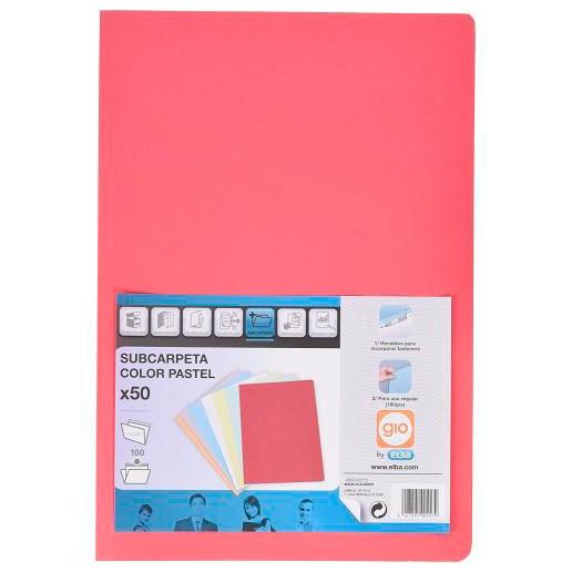 Gio Subcarpeta Simple Cartulina Folio 180Gr Rojo Pastel -50U-