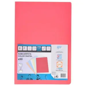 Gio Subcarpeta Simple Cartulina Folio 180gr Rojo Pastel - 50 Unidades