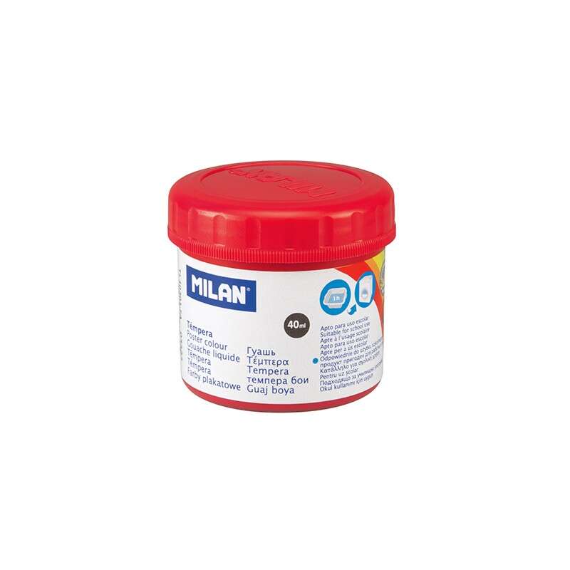 Milan Bote De Tempera 40Ml - Secado Rapido - Mezclable - Color Rojo Bermellon