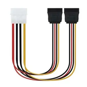 Nanocable Cable SATA Alimentación Molex 4pin Macho a 2x SATA Hembra 0.30m