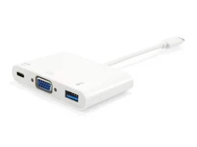 EQUIP Adaptador USB-C a VGA, USB-A 3.0 y USB-C PD 60W