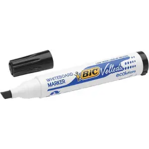 Bic Velleda 1751 ECOlutions Marcadores para Pizarra, Punta Biselada, Tinta Ecológica, Color Negro