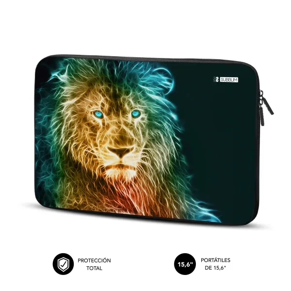 Subblim Funda Trendy de Neopreno para Portátil de 15,6" - Resistente a Golpes y Caídas - Color Lion