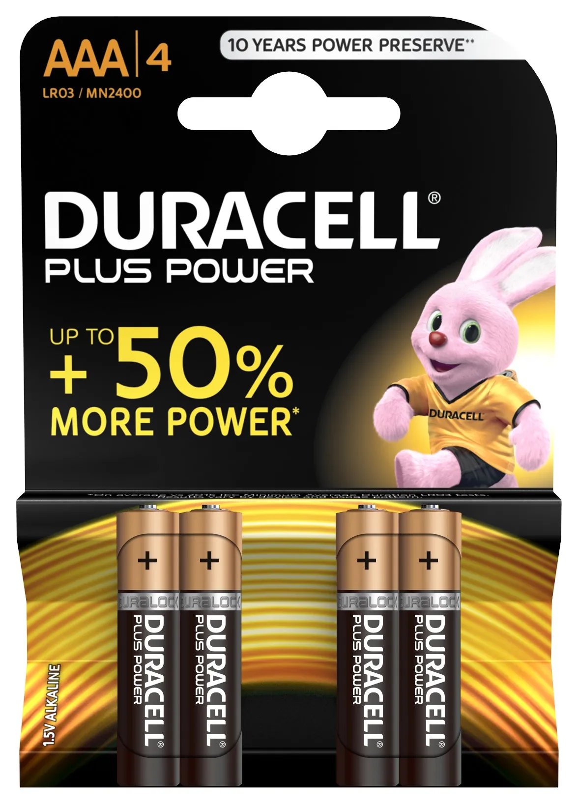 Duracell Pilas Plus Power Lr03 Alcalinas Aaa 1.5V Pack-4