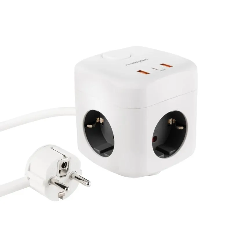 Nanocable Base De Enchufe Con 3 Usb C/ Interruptor