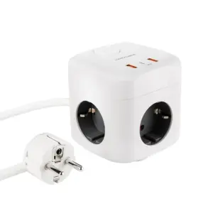 Nanocable Base de enchufe con 3 USB c/ interruptor