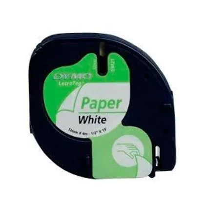 Dymo Cinta 91200 - Negro Sobre Blanco - 12Mmx4M -  Papel - Rotuladora Letratag