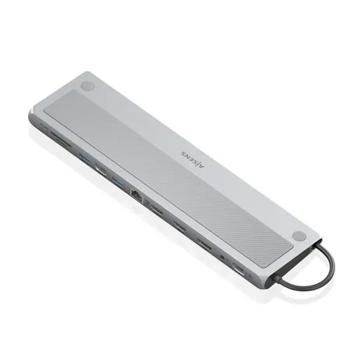 Aisens Dock Station Usb-C Dock 12 En 1, Usb-C A 2Xhdmi, 1Xdisplayport, 1Xrj45, 3Xusb-A, 1Xusb-C, 1Xusb-C Pd, 1Xsd, 1Xmicro Sd, 1Xaudio, Gris, 30Cm
