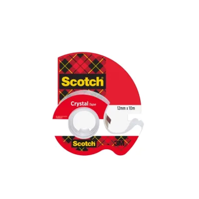 Scotch Cinta Adhesiva Crystal 12mm x 10m con Dispensador Supertransparente