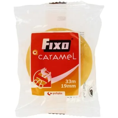 Fixo Cinta Adhesiva Transparente Caramel 19mm x 33m en Bolsita