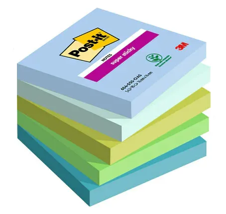 Post-It Blocs Notas Super Sticky 90 Hojas Colores Lugares Osasis 76X76 5 Blocs