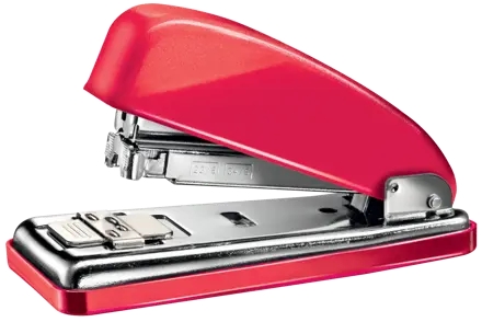 Petrus 226 Wow Grapadora Metalica + Caja De 200 Grapas - Hasta 30 Hojas - Grapado Cerrado, Abierto Y Clavado - Color Rojo Metalizado