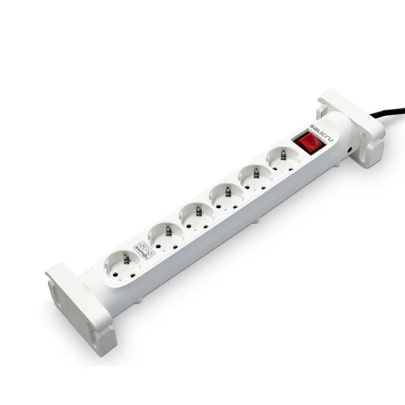 Salicru Regleta SPS SAFE 6S - Protectores Eléctricos Activos - 6 Tomas Schuko - Blanco