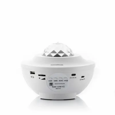 InnovaGoods Proyector de Estrellas con Altavoz Bluetooth y Luz LED - 17x12.5cm - Blanco