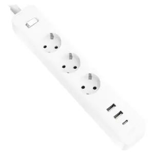 Xiaomi Regleta 20W con 3 Tomas Schuko y 3 Puertos USB - Carga Rápida - 1.4 m - Blanco
