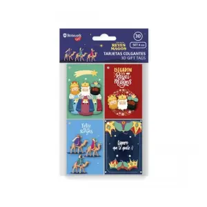 Bismark Pack de 4 Tarjetas de Felicitación Navideña con Relieve 6x8cm