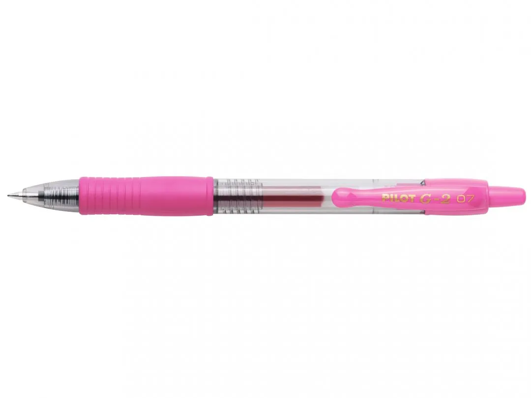 Pilot Boligrafo de Gel G2 Rollerball Retractil - Recargable - Punta de Bola Redonda 0.7mm - Trazo 0.32mm - Grip Ergonomico - Color Rosa