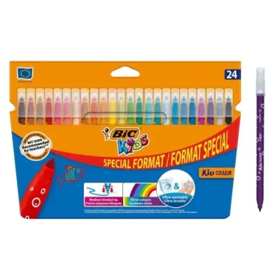 Bic Kids Couleur Pack De 24 Rotuladores - Punta Mediana - Lavable - Colores Surtidos