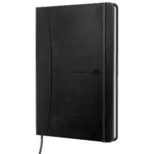 Oxford Cuaderno Cosido Signature 80H A5 1 Línea Cierre Goma Tapa Extradura Negro