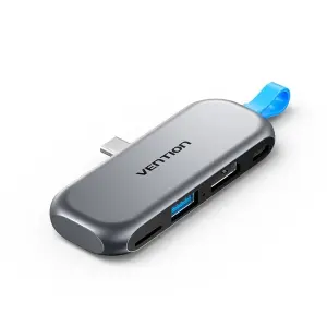 Vention Estación de Docking USB-C Macho 100W Power Delivery HDMI 4K USB-A TF Gris