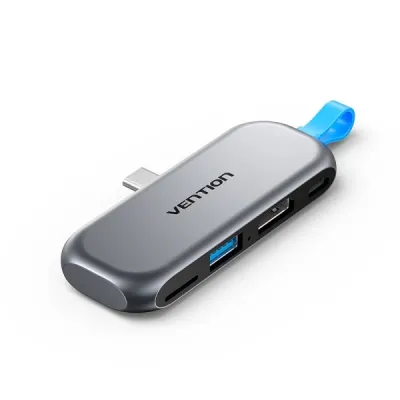 Vention Estación de Docking USB-C Macho 100W Power Delivery HDMI 4K USB-A TF Gris