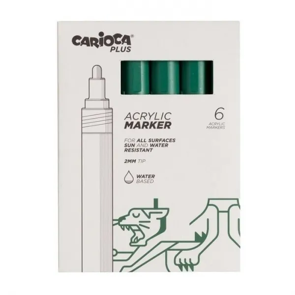 Carioca Plus Pack De 6 Marcadores Acrilicos - Punta 2Mm - Color Verde