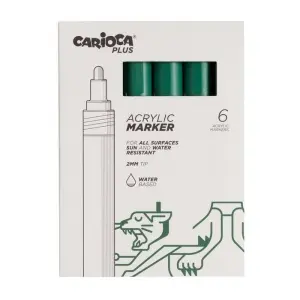 Carioca Pack de 6 Marcadores Acrílicos Punta 2mm Color Verde