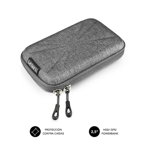 Subblim Funda Rígida para Disco Duro 145x90x30mm, Protección Contra Golpes, Color Gris