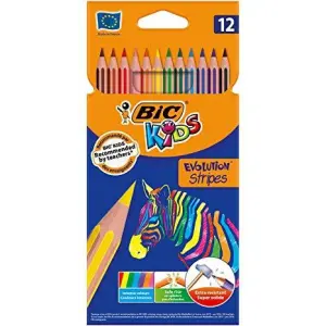 Bic Lápices De Colores Kids Evolution Stripes Estuche 12 Unidades