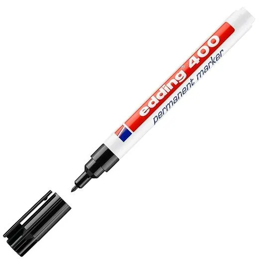 Edding 400 Rotulador Permanente Negro - Punta Redonda - Trazo 1 mm - Recargable - Secado Rápido