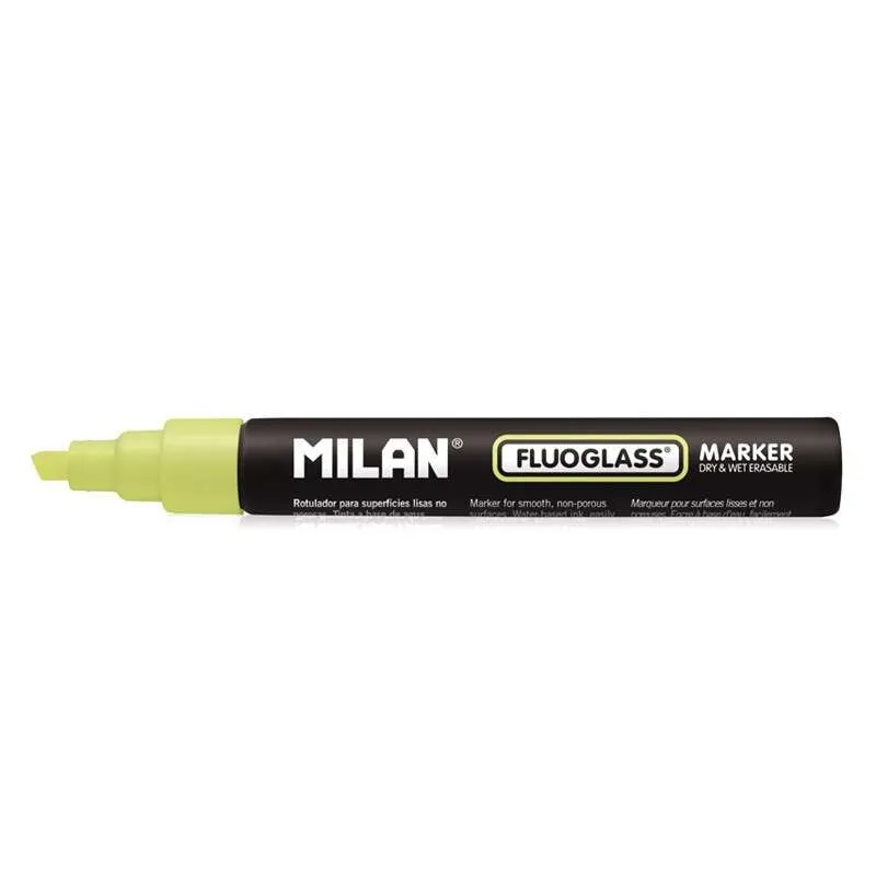 Milan Fluoglass Rotulador Punta Biselada 2-4mm Tinta al Agua Color Amarillo