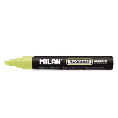 Milan Fluoglass Rotulador Punta Biselada 2-4mm Tinta al Agua Color Amarillo