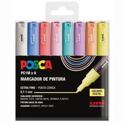 Posca Estuche Basic Pc-1M/8C No Permanente Punta Fina 0.9Mm-1.3Mm C/Surtidos Pastel -8U-
