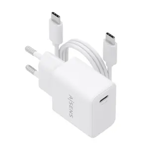 Aisens Cargador Gan 20W con 1xUSB-C PD3.0 y Cable USB-C de 1m - Blanco