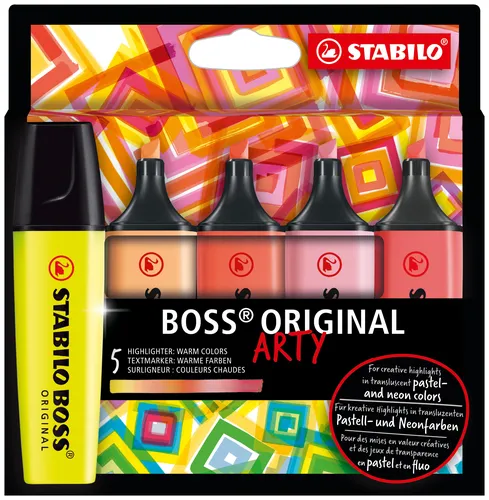 Stabilo Marcador Fluorescente Boss Original Arty Estuche 5 Unidades Surtidos Cálidos