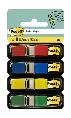 Post-It Index Pack De 4 Dispensadores Con 35 Marcadores Reposicionables 11.9 X 43.2Mm - Adherencia Firme - Para Marcar, Señalar O Destacar Informacion - Colores Surtidos
