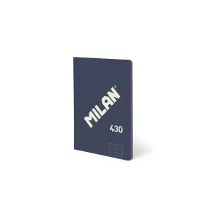 Milan Libreta Encolada A6 Cuadricula 5x5 - 48 Hojas 95 gr/m2 - Tapa Blanda Azul