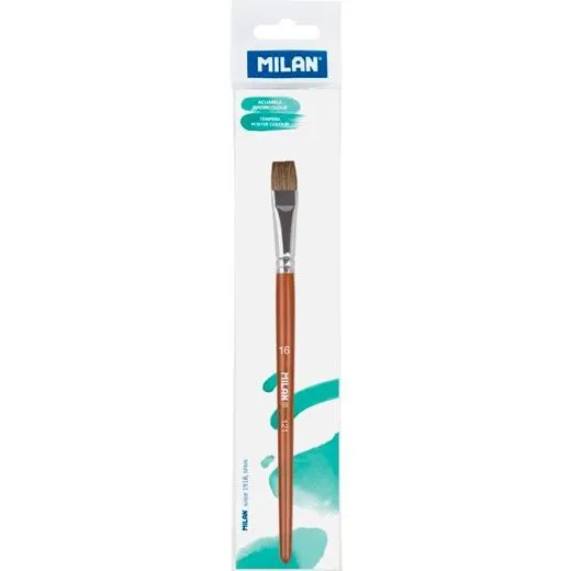 Milan Pincel Escolar Plano Serie 121 Nº 16 En Bolsita C/Colgador Marrón