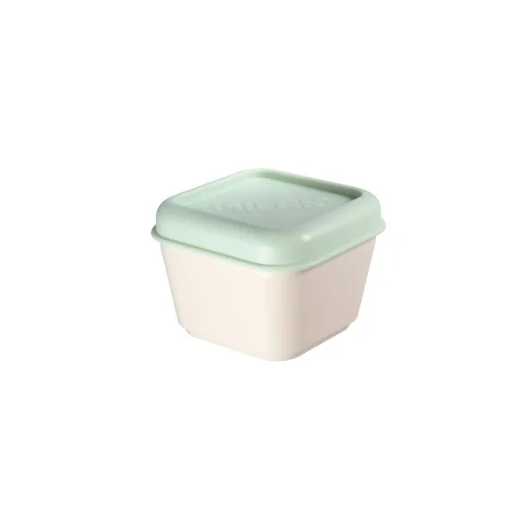 Milan Fiambrera Cuadrada 0.33L Apta Microondas, Lavavajillas y Congelador Beige/Verde