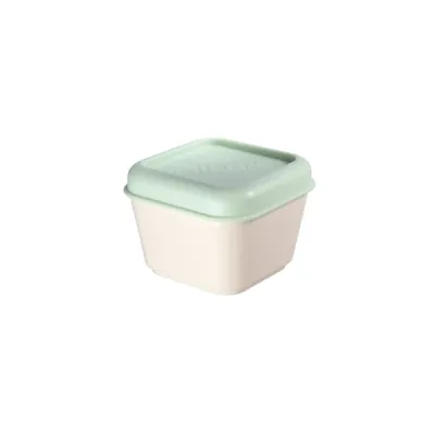 Milan Fiambrera Cuadrada 0.33L Apta Microondas, Lavavajillas y Congelador Beige/Verde