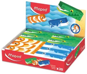 Maped Expositor de 20 Gomas de Borrar Animales - Rectangulares - Colores Surtidos