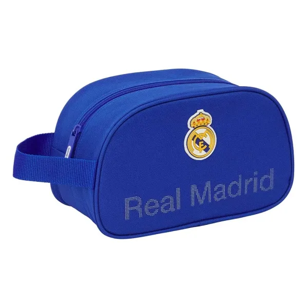 Safta Neceser Real Madrid 5L con Cremallera y Asa Lateral, Adaptable a Carro, Azul, 260x120x150mm