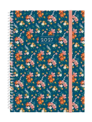 Finocam Agenda Anual 2027 Flora - Semana Vista Horizontal E10 - 155x212mm - Espiral