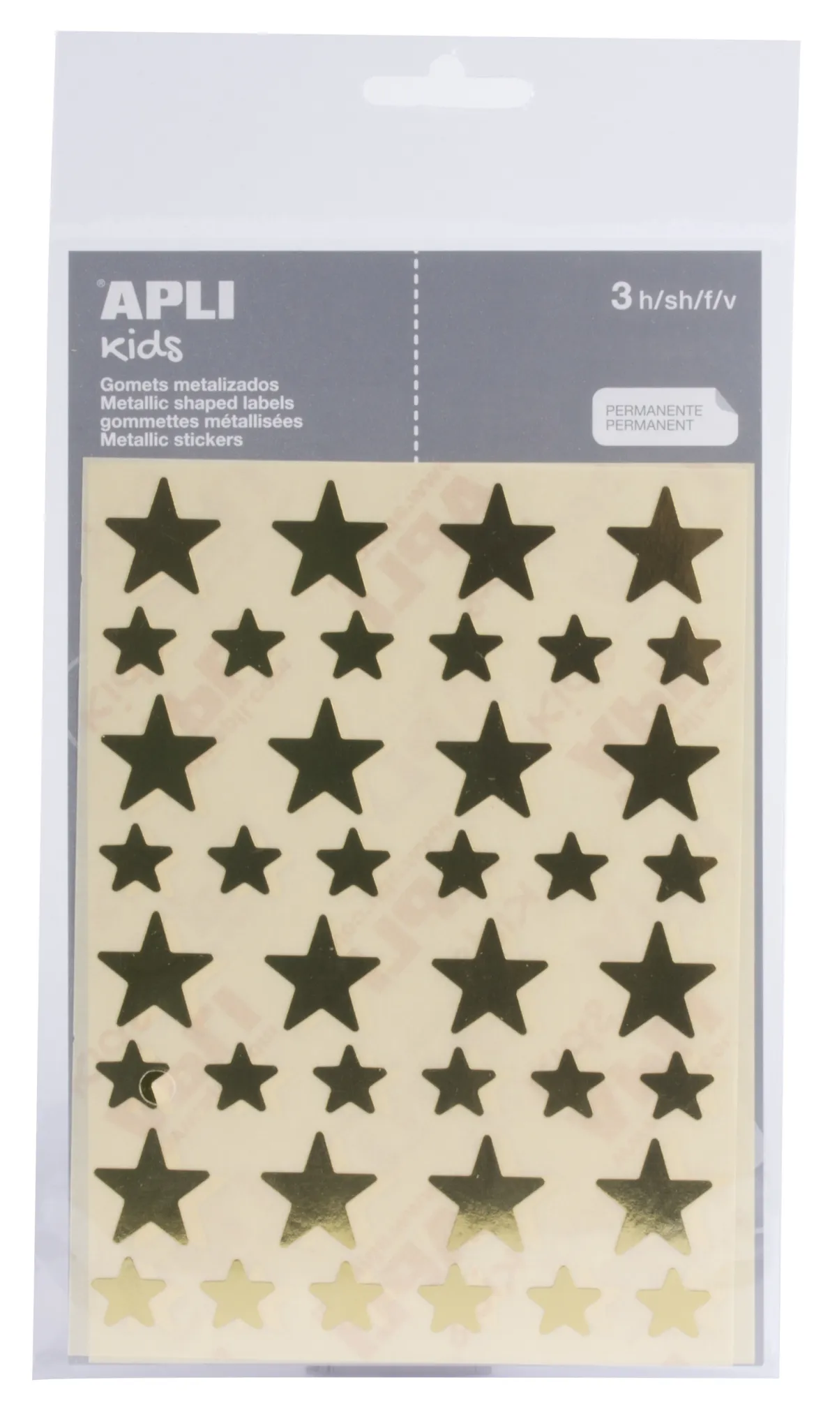 Apli Bolsa de Gomets Estrella Adhesivo Permanente Color Oro