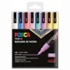 POSCA Marcador PC-3M/8C No Permanente Punta Fina 0.9mm-1.3mm Colores Surtidos Pastel - 8 Unidades