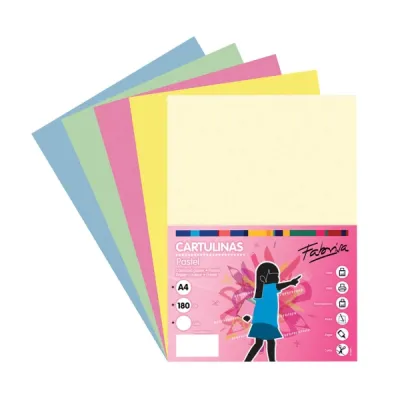 Fabrisa Cartulina 180g A4 50 Hojas Surtido Pastel