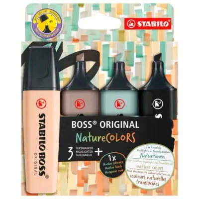 Stabilo Boss Naturecolors Pack de 4 Marcadores Tinta a Base de Agua 2-5mm