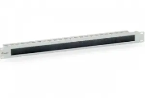 PANEL PASACABLES CON CEPILLO EQUIP 1U CON BARRA DE SOPORTE RACK19" COLOR NEGRO PREMIUM