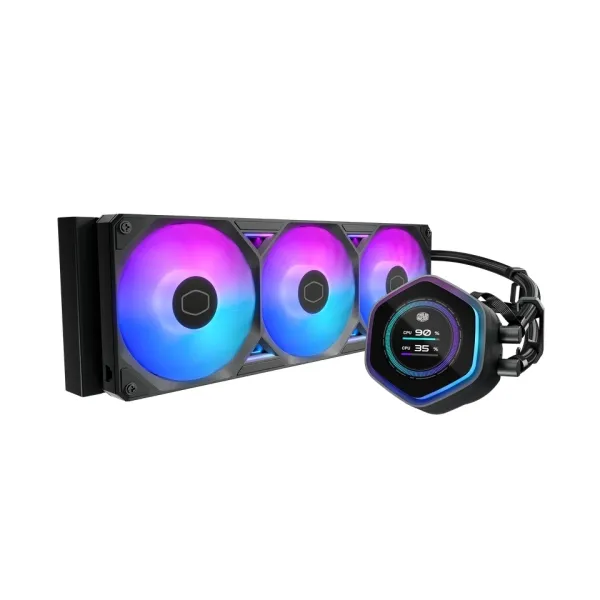 Cooler Master Masterliquid 360 Atmos Ii Lcd Argb Kit De Refrigeracion Liquida - Ventiladores Preinstalados - Dual Chamber - Pantalla De 2.1" - Color Negro